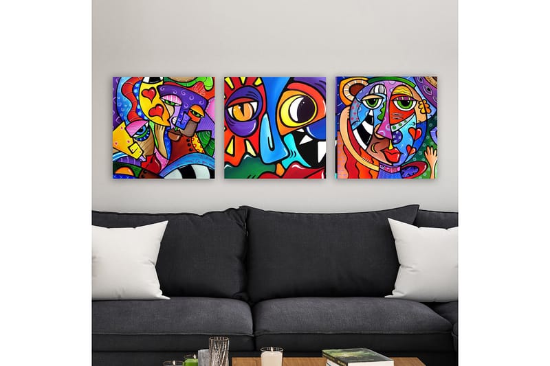 Decorative Canvas Painting (3 Pieces) 30x30 - Inredning - Tavlor & konst - Canvastavlor