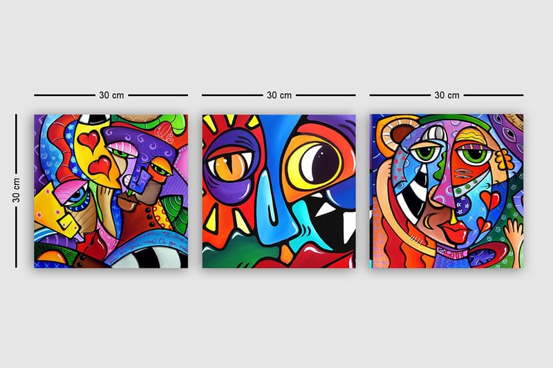 Decorative Canvas Painting (3 Pieces) 30x30 - Inredning - Tavlor & konst - Canvastavlor