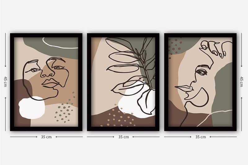 Decorative Framed Painting (3 Pieces) 35x45 - Inredning - Tavlor & konst - Canvastavlor