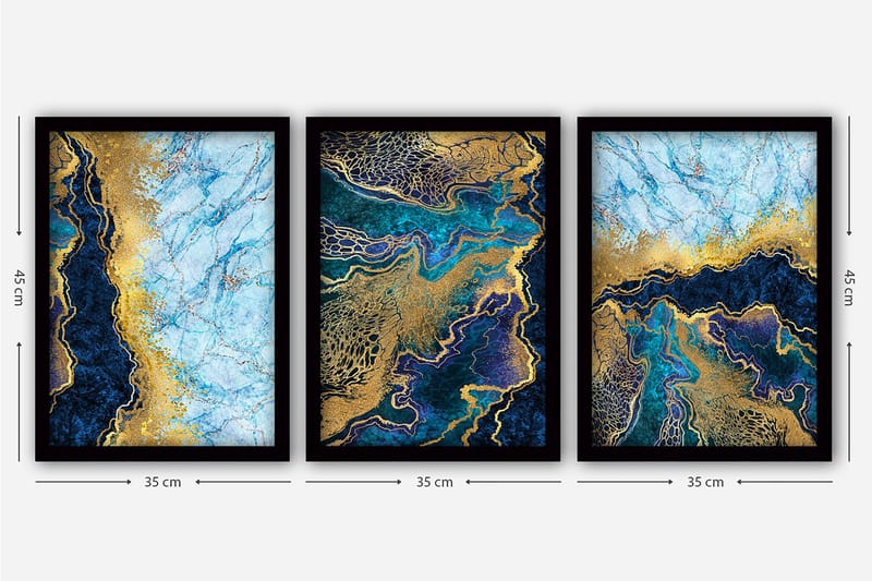 Decorative Framed Painting (3 Pieces) 35x45 - Inredning - Tavlor & konst - Canvastavlor