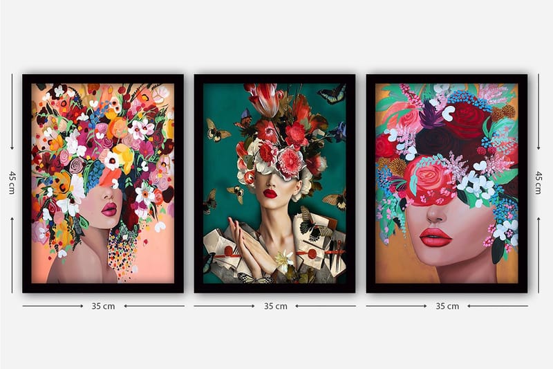 Decorative Framed Painting (3 Pieces) 35x45 - Inredning - Tavlor & konst - Canvastavlor