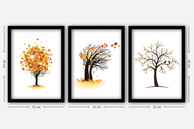 Decorative Framed Painting (3 Pieces) 35x45 - Inredning - Tavlor & konst - Canvastavlor