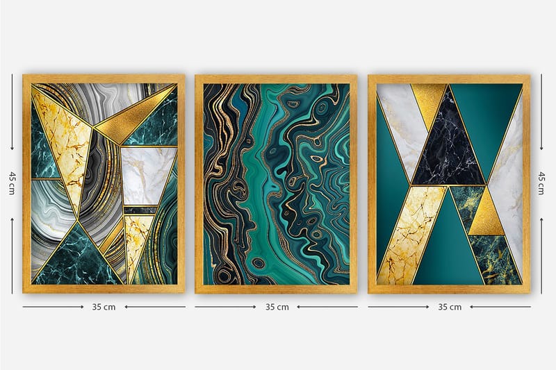 Decorative Framed Painting (3 Pieces) 35x45 - Inredning - Tavlor & konst - Canvastavlor