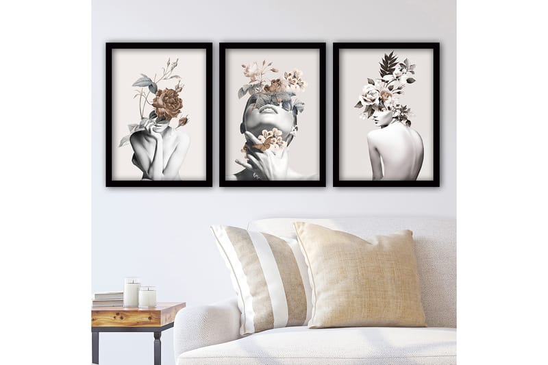 Decorative Framed Painting (3 Pieces) 35x45 - Inredning - Tavlor & konst - Canvastavlor