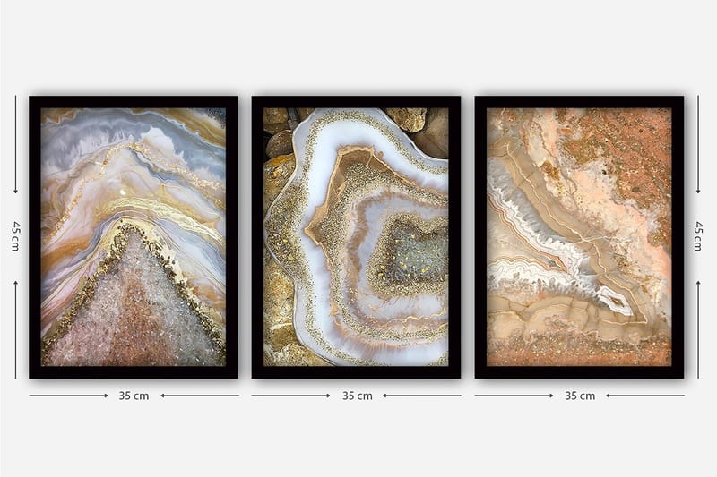 Decorative Framed Painting (3 Pieces) 35x45 - Inredning - Tavlor & konst - Canvastavlor