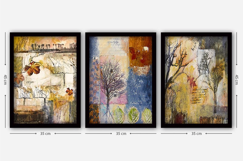 Decorative Framed Painting (3 Pieces) 35x45 - Inredning - Tavlor & konst - Canvastavlor