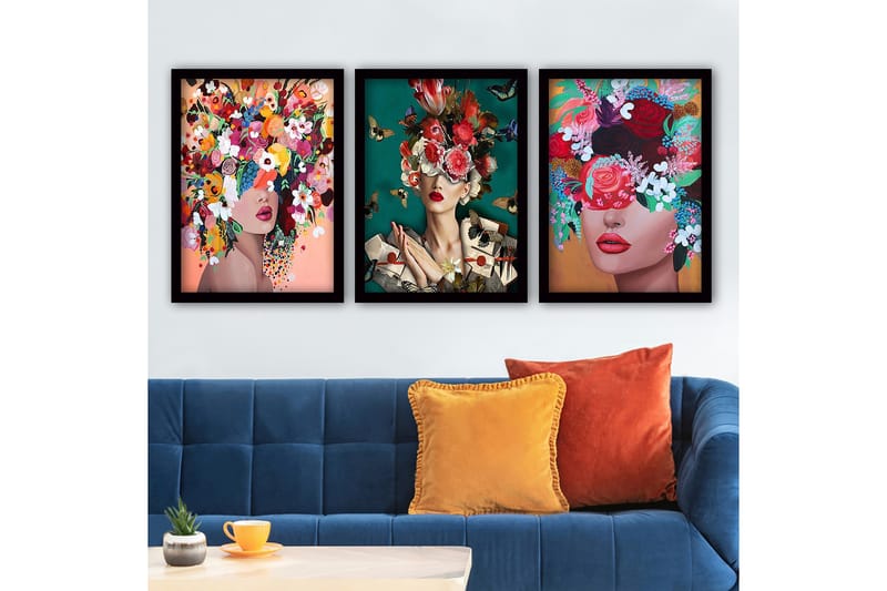 Decorative Framed Painting (3 Pieces) 35x45 - Inredning - Tavlor & konst - Canvastavlor