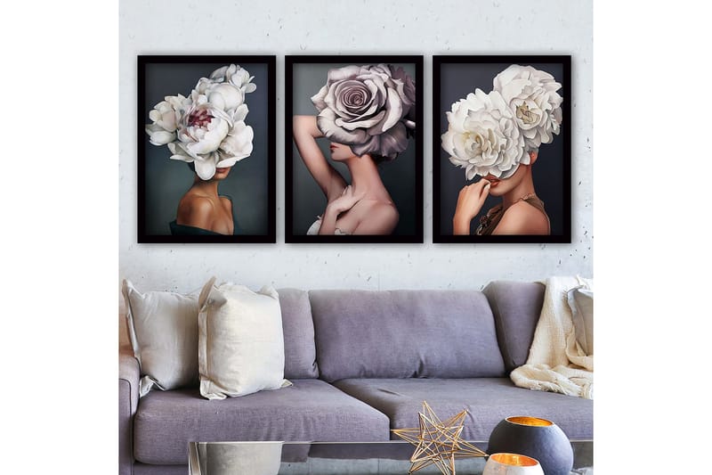 Decorative Framed Painting (3 Pieces) 35x45 - Inredning - Tavlor & konst - Canvastavlor