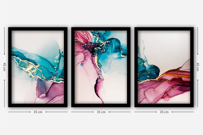Decorative Framed Painting (3 Pieces) 35x45 - Inredning - Tavlor & konst - Canvastavlor