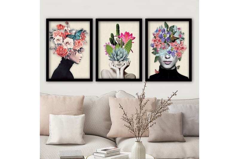 Decorative Framed Painting (3 Pieces) 35x45 - Inredning - Tavlor & konst - Canvastavlor