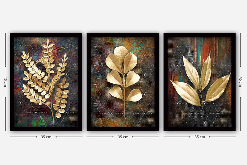 Decorative Framed Painting (3 Pieces) 35x45 - Inredning - Tavlor & konst - Canvastavlor