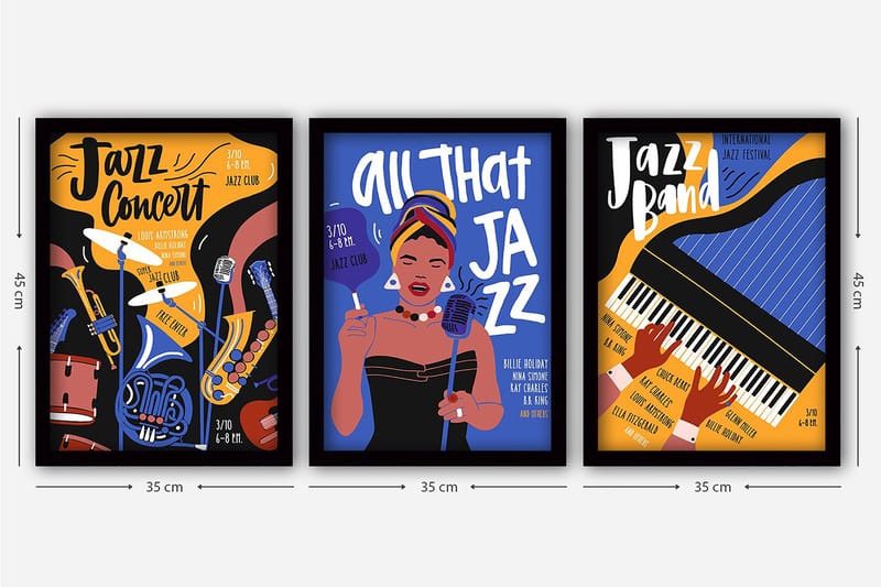 Decorative Framed Painting (3 Pieces) 35x45 - Inredning - Tavlor & konst - Canvastavlor