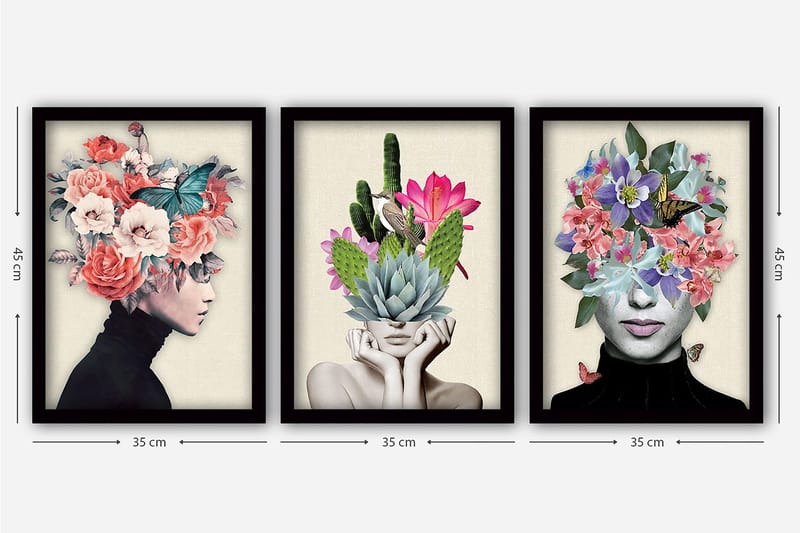 Decorative Framed Painting (3 Pieces) 35x45 - Inredning - Tavlor & konst - Canvastavlor