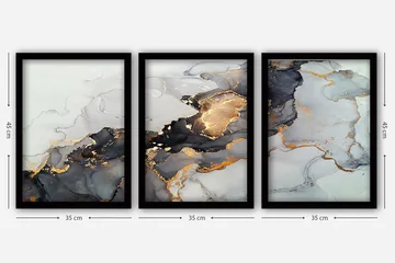 Decorative Framed Painting (3 Pieces) 35x45 - Inredning - Tavlor & konst - Canvastavlor