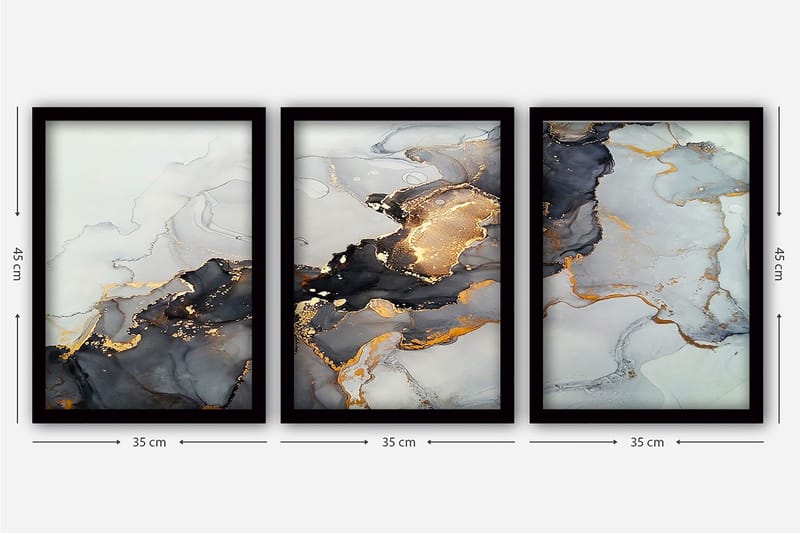 Decorative Framed Painting (3 Pieces) 35x45 - Inredning - Tavlor & konst - Canvastavlor