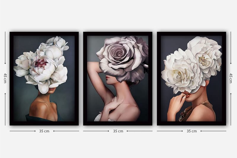 Decorative Framed Painting (3 Pieces) 35x45 - Inredning - Tavlor & konst - Canvastavlor