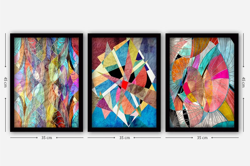 Decorative Framed Painting (3 Pieces) 35x45 - Inredning - Tavlor & konst - Canvastavlor