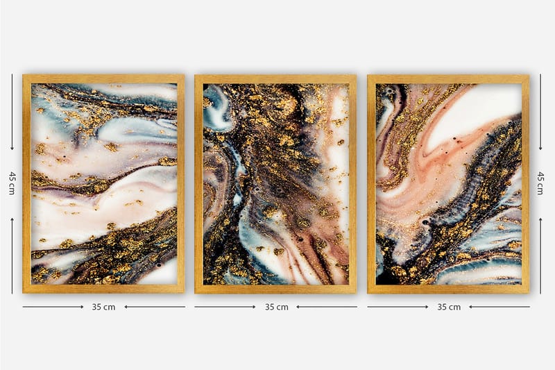 Decorative Framed Painting (3 Pieces) 35x45 - Inredning - Tavlor & konst - Canvastavlor