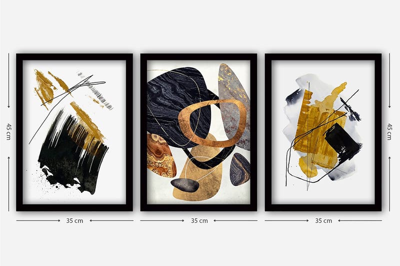 Decorative Framed Painting (3 Pieces) 35x45 - Inredning - Tavlor & konst - Canvastavlor