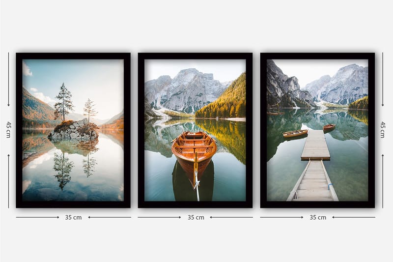 Decorative Framed Painting (3 Pieces) 35x45 - Inredning - Tavlor & konst - Canvastavlor