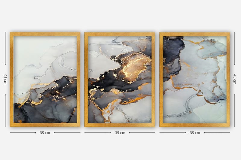 Decorative Framed Painting (3 Pieces) 35x45 - Inredning - Tavlor & konst - Canvastavlor