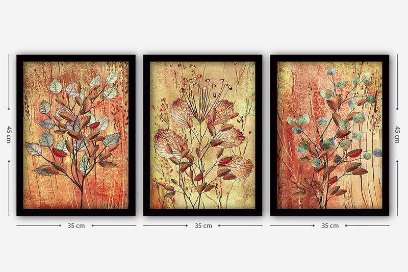 Decorative Framed Painting (3 Pieces) 35x45 - Inredning - Tavlor & konst - Canvastavlor