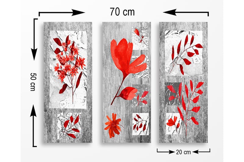 Decorative MDF Painting (3 Pieces) 20x50 - Inredning - Tavlor & konst - Canvastavlor