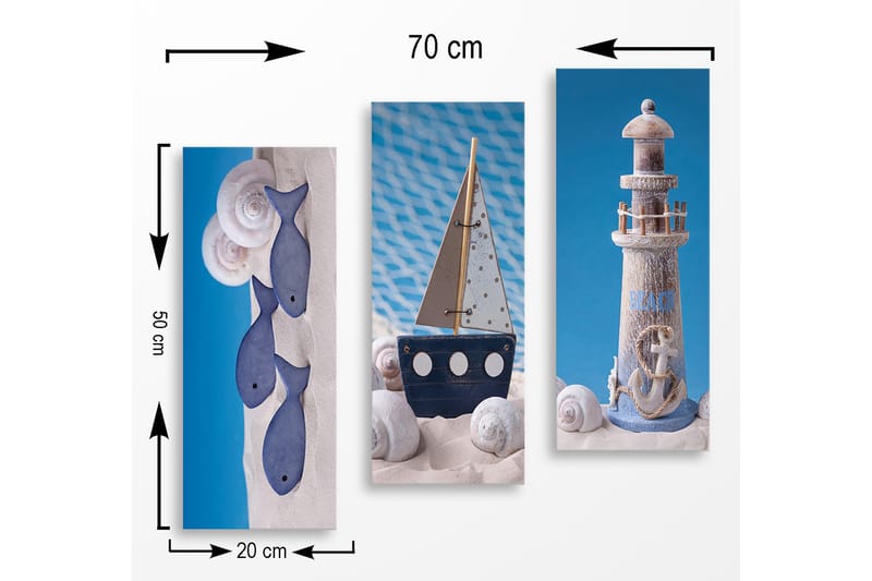 Decorative MDF Painting (3 Pieces) 20x50 - Inredning - Tavlor & konst - Canvastavlor