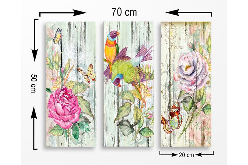 Decorative MDF Painting (3 Pieces) 20x50 - Inredning - Tavlor & konst - Canvastavlor