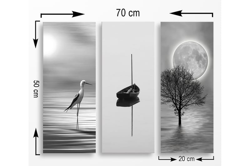 Decorative MDF Painting (3 Pieces) 20x50 - Inredning - Tavlor & konst - Canvastavlor
