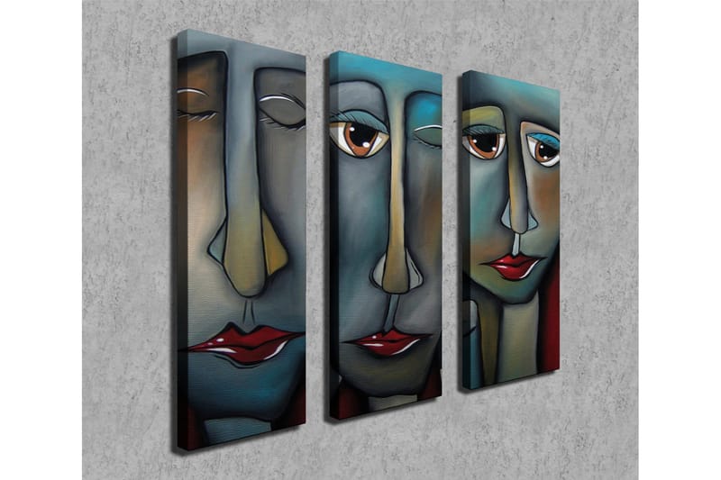 Dekorativ Canvasmålning 3 Delar - Flerfärgad - Inredning - Tavlor & konst - Canvastavlor