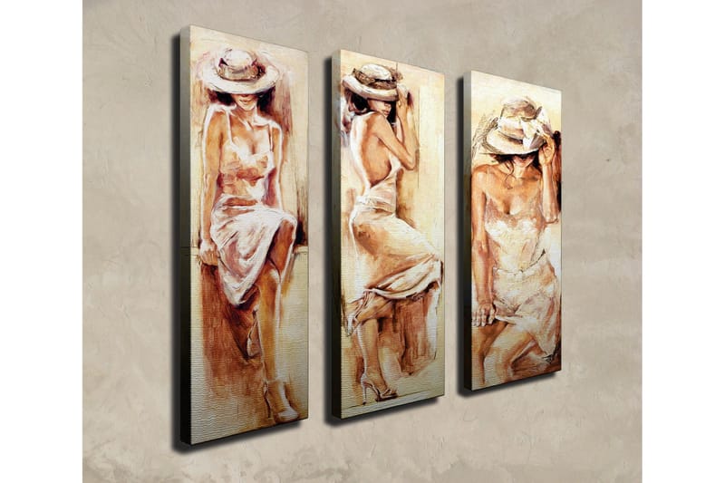 Dekorativ Canvasmålning 3 Delar - Flerfärgad - Inredning - Tavlor & konst - Canvastavlor