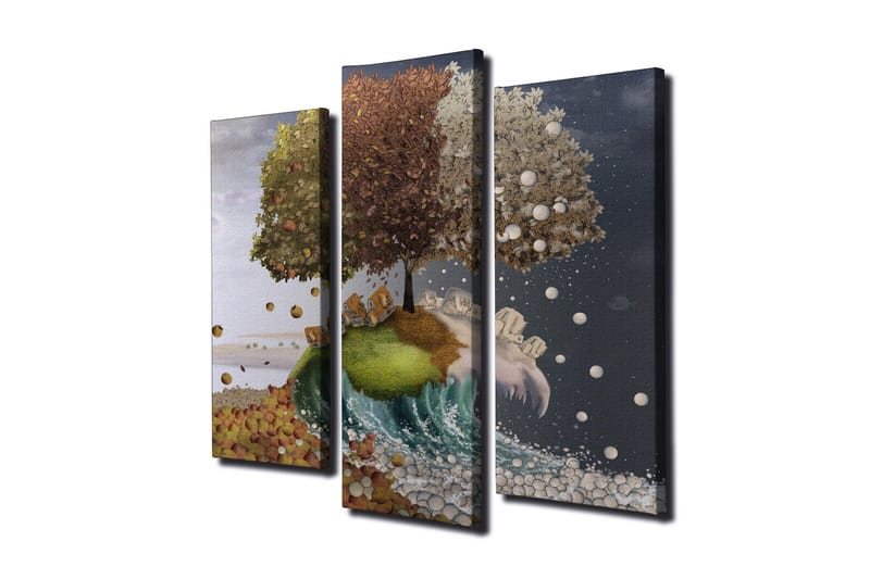 Dekorativ Canvasmålning 3 Delar - Flerfärgad - Inredning - Tavlor & konst - Canvastavlor