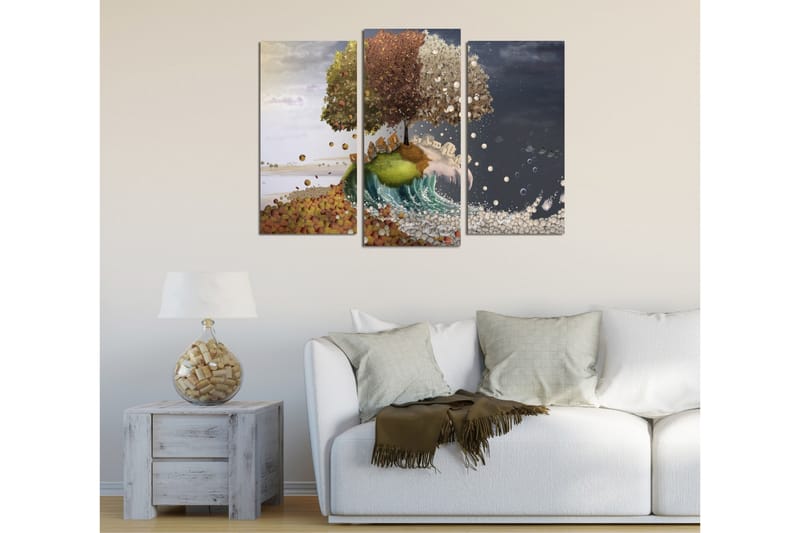 Dekorativ Canvasmålning 3 Delar - Flerfärgad - Inredning - Tavlor & konst - Canvastavlor