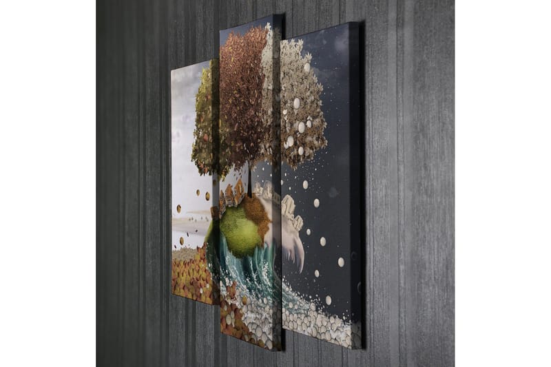 Dekorativ Canvasmålning 3 Delar - Flerfärgad - Inredning - Tavlor & konst - Canvastavlor