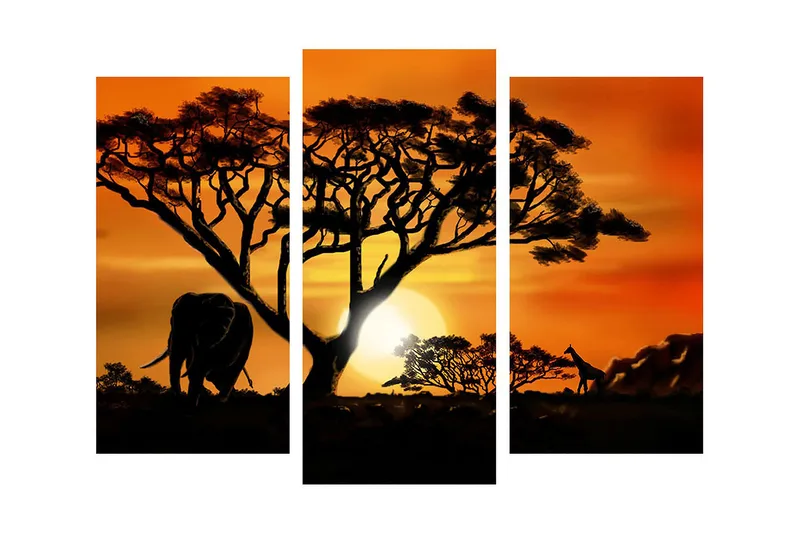 Dekorativ Canvasmålning 3 Delar - Flerfärgad - Inredning - Tavlor & konst - Canvastavlor