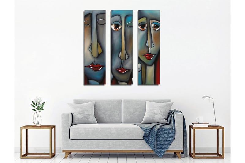 Dekorativ Canvasmålning 3 Delar - Flerfärgad - Inredning - Tavlor & konst - Canvastavlor