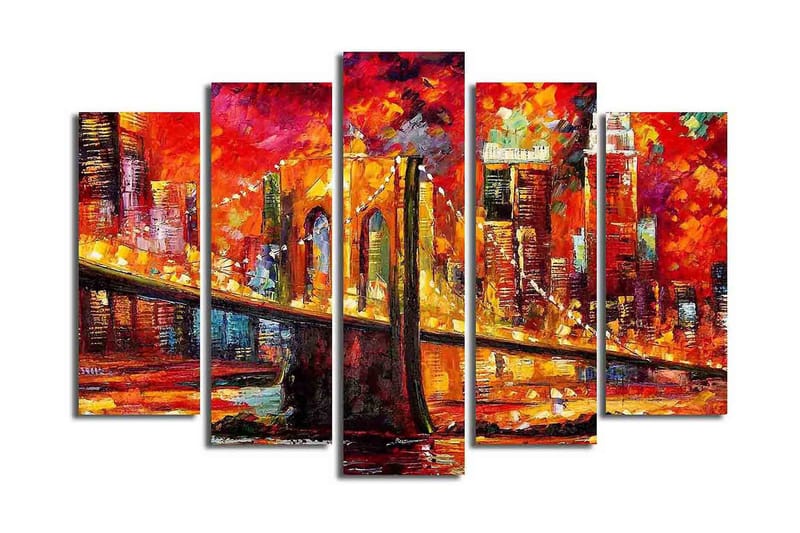 Dekorativ Canvasmålning 5 Delar - Flerfärgad - Inredning - Tavlor & konst - Canvastavlor