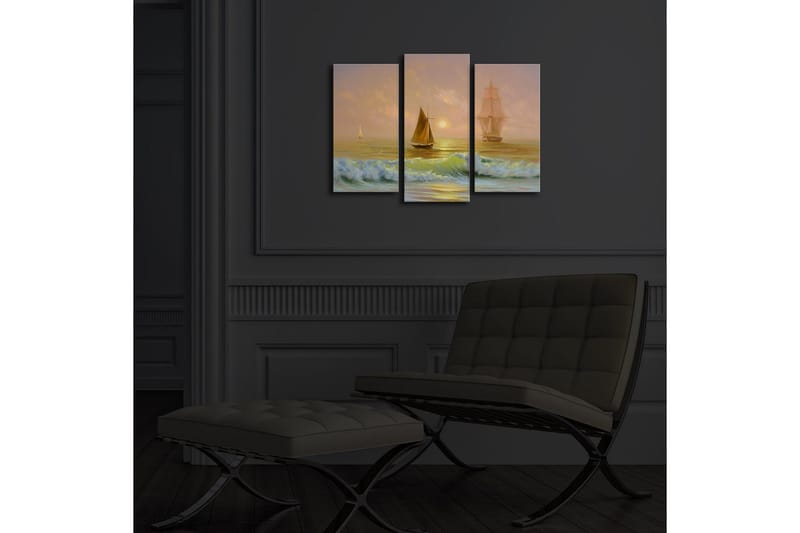 Dekorativ Canvasmålning LED-belysning 3 Delar - Flerfärgad - Inredning - Tavlor & konst - Canvastavlor