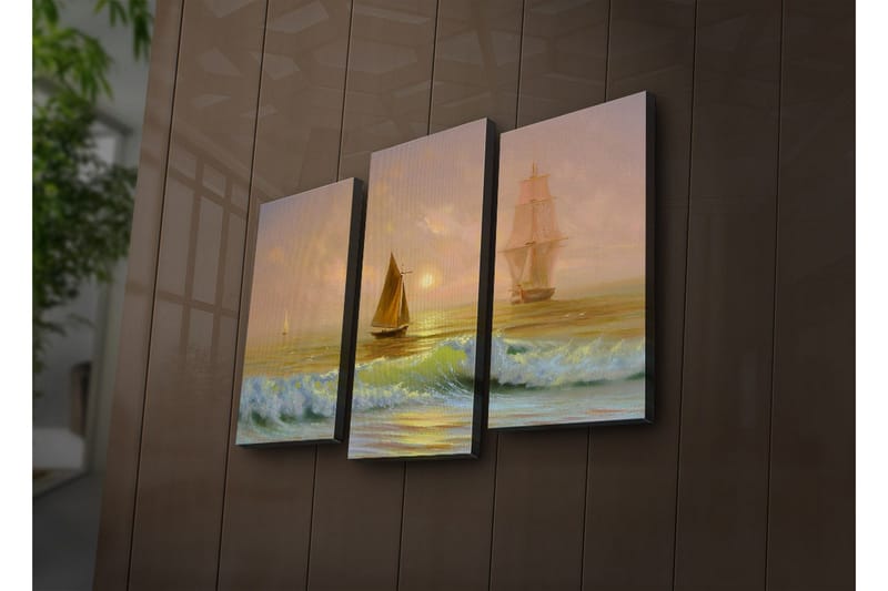 Dekorativ Canvasmålning LED-belysning 3 Delar - Flerfärgad - Inredning - Tavlor & konst - Canvastavlor