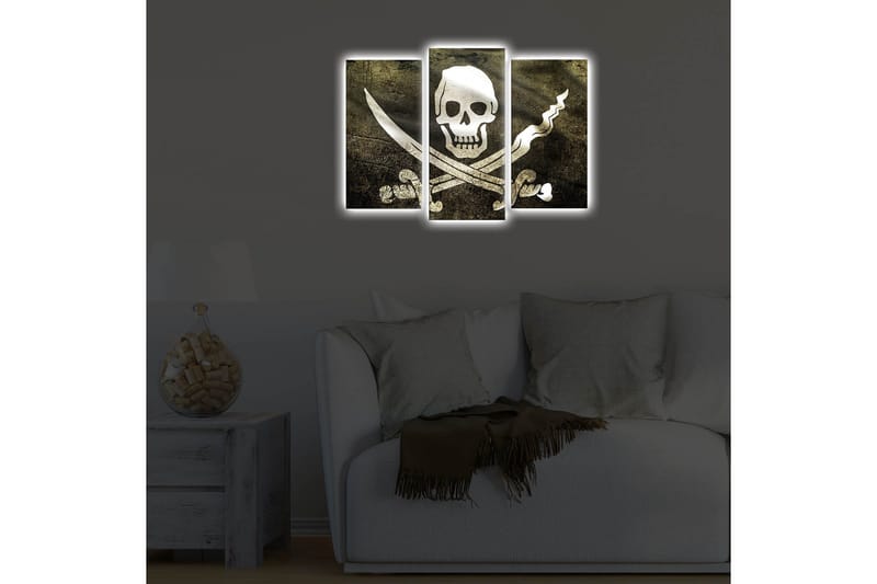 Dekorativ Canvasmålning LED-belysning 3 Delar - Flerfärgad - Inredning - Tavlor & konst - Canvastavlor