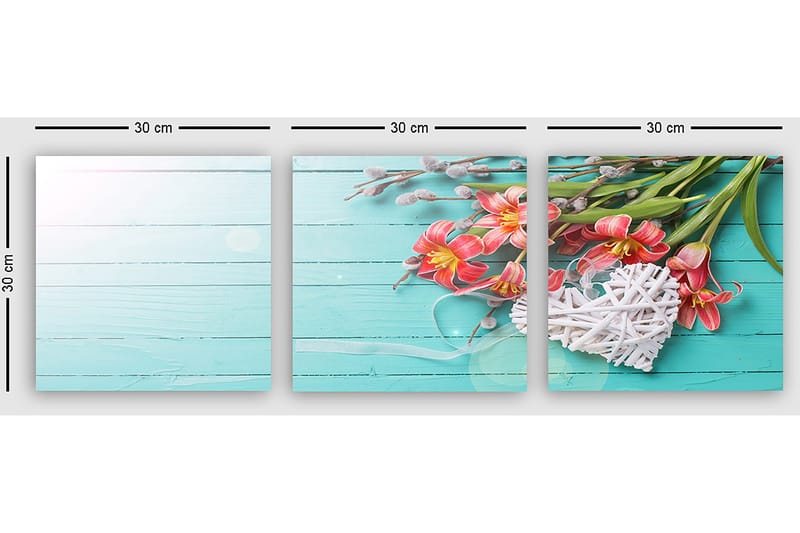 Dekorativ Canvastavla 3-Delar 30x30 cm - Flerfärgad - Inredning - Tavlor & konst - Canvastavlor
