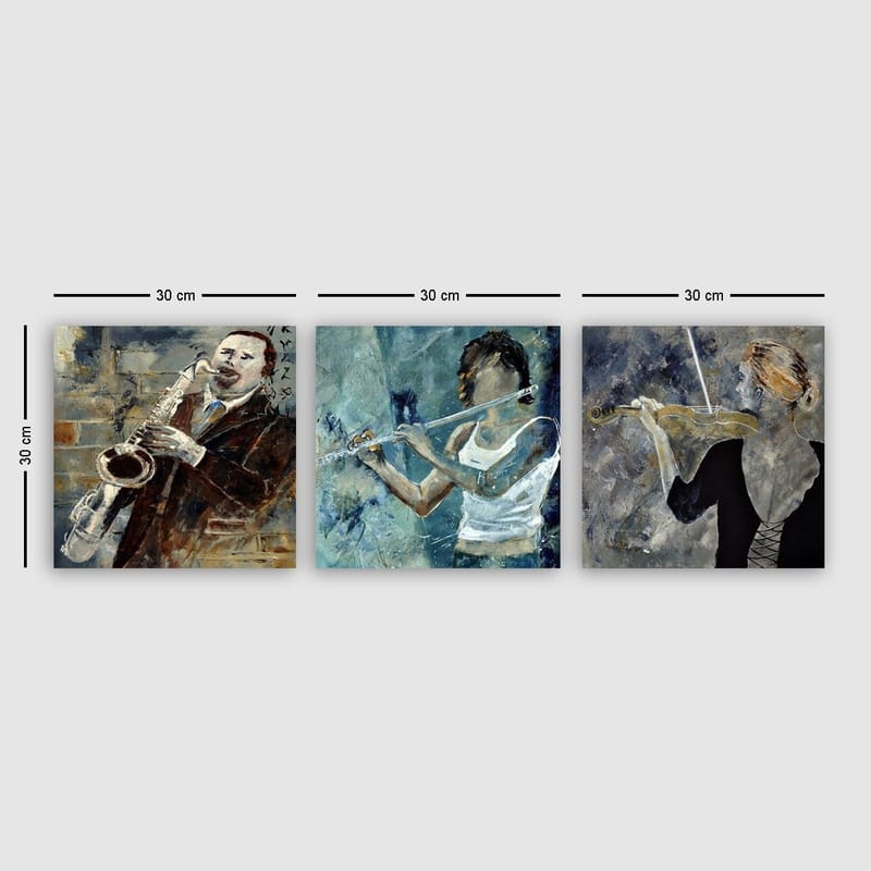 Dekorativ Canvastavla 3-Delar 30x30 cm, Flerfärgad