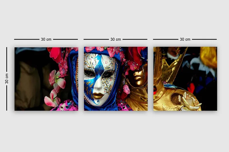 Dekorativ Canvastavla 3-Delar 30x30 cm - Flerfärgad - Inredning - Tavlor & konst - Canvastavlor