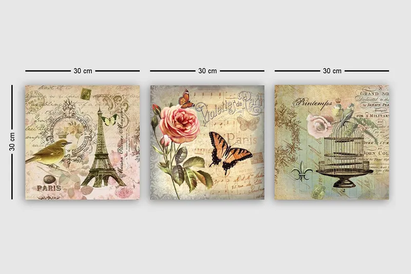 Dekorativ Canvastavla 3-Delar 30x30 cm - Flerfärgad - Inredning - Tavlor & konst - Canvastavlor