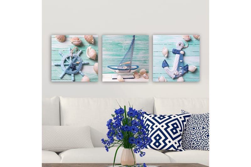 Dekorativ Canvastavla 3-Delar 30x30 cm, Flerfärgad