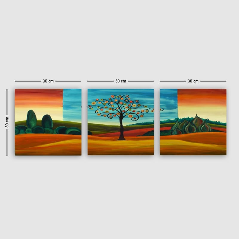 Dekorativ Canvastavla 3-Delar 30x30 cm - Flerfärgad - Inredning - Tavlor & konst - Canvastavlor