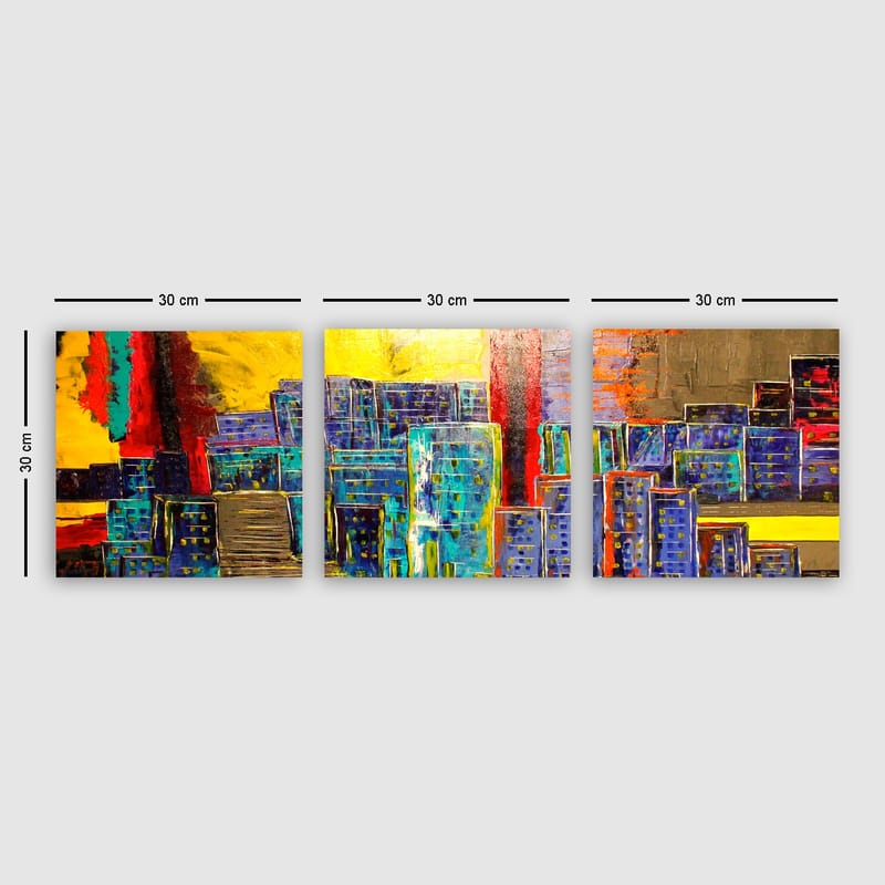 Dekorativ Canvastavla 3-Delar 30x30 cm - Flerfärgad - Inredning - Tavlor & konst - Canvastavlor