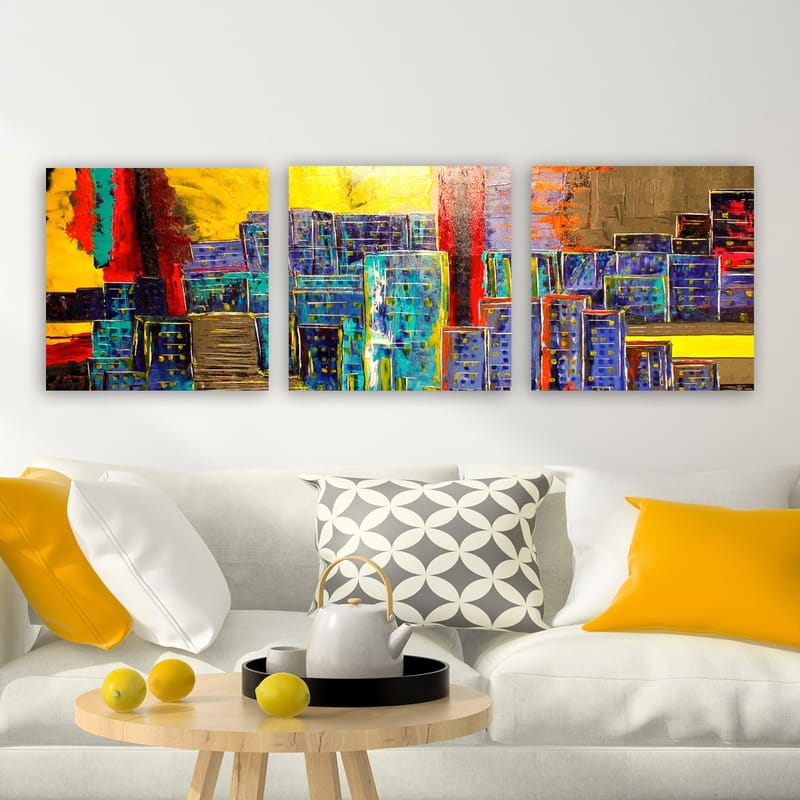 Dekorativ Canvastavla 3-Delar 30x30 cm - Flerfärgad - Inredning - Tavlor & konst - Canvastavlor