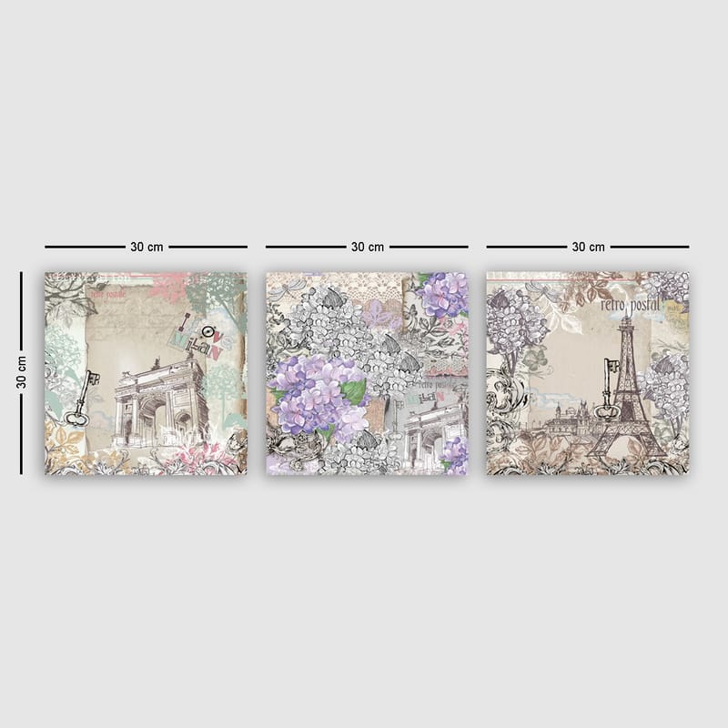 Dekorativ Canvastavla 3-Delar 30x30 cm - Flerfärgad - Inredning - Tavlor & konst - Canvastavlor